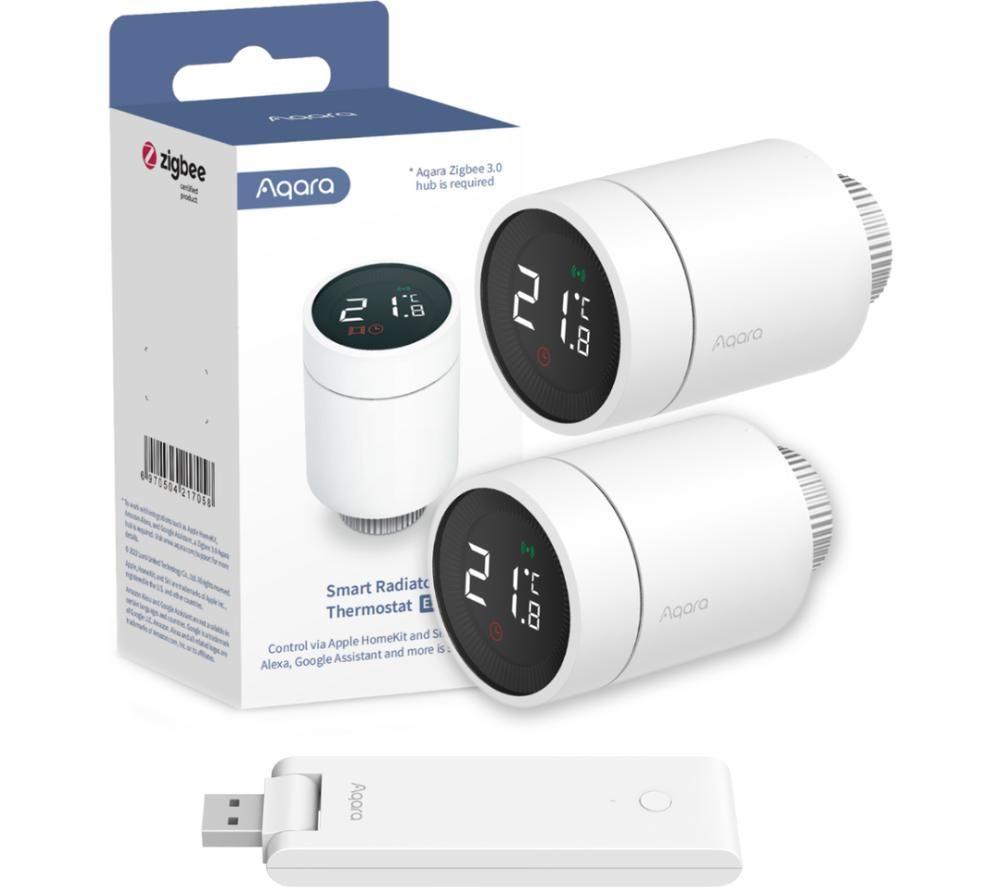 AQARA E1 Wireless Smart Radiator Thermostat Starter Kit - Twin Pack, White