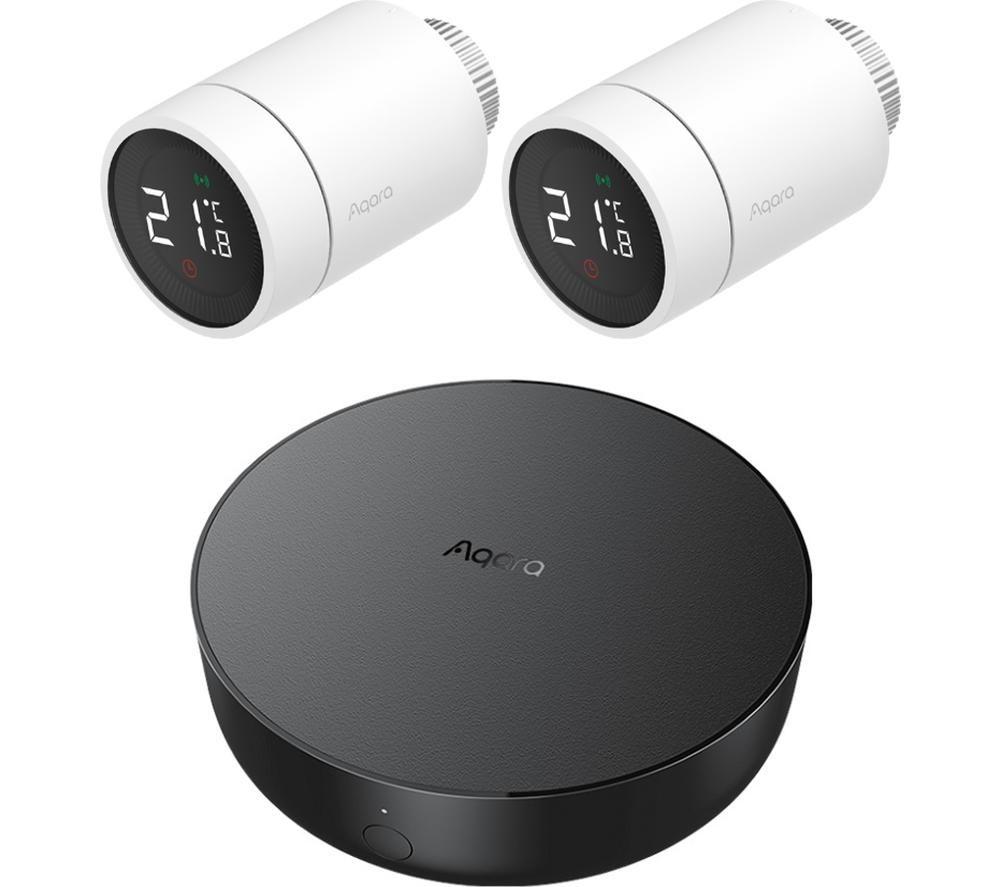 AQARA E1 Wireless Smart Radiator Thermostat Starter Kit - Twin Pack, Black,White