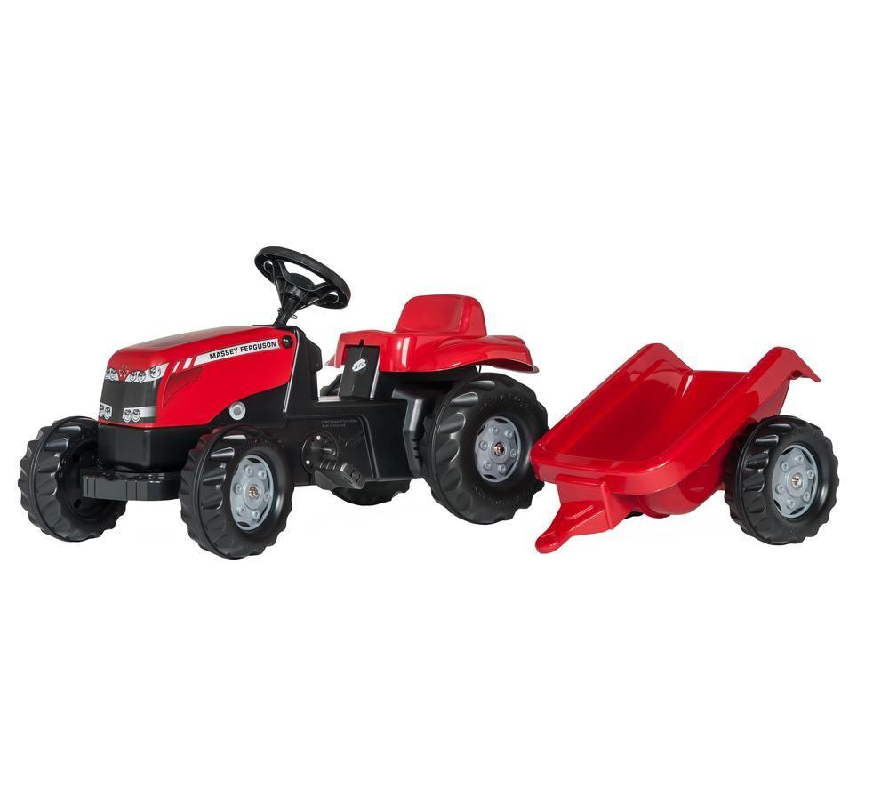 ROLLY TOYS rollyKid MF Tractor with Trailer Kids Ride-On Toy - Black & Red, Black,Red