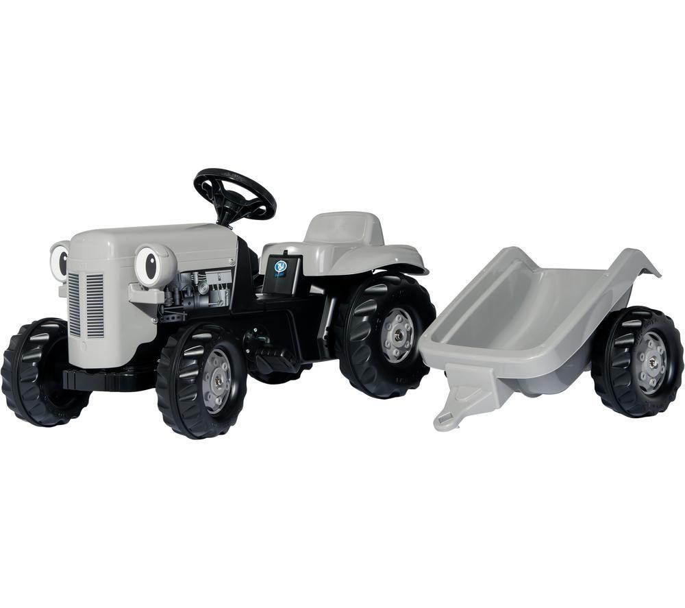 ROLLY TOYS Little Grey Fergie Tractor with Trailer Kids' Ride-On Toy - Grey & Black, Silver/Grey,Bla