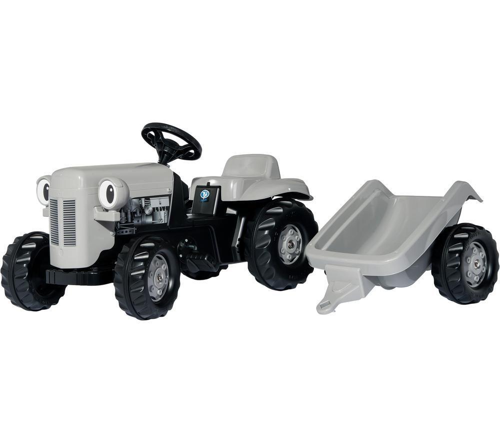 Rolly Toys Little Grey Fergie Tractor With Trailer Kids' Ride-On Toy - Grey & Black, Silver/Grey,Black