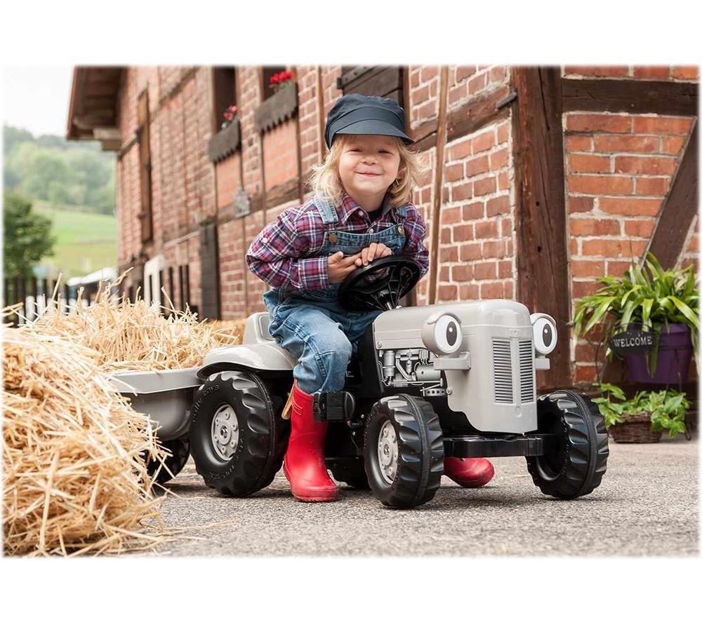 ROLLY TOYS Little Grey Fergie Tractor with Trailer Kids' Ride-On Toy - Grey & Black image number 4 of 4