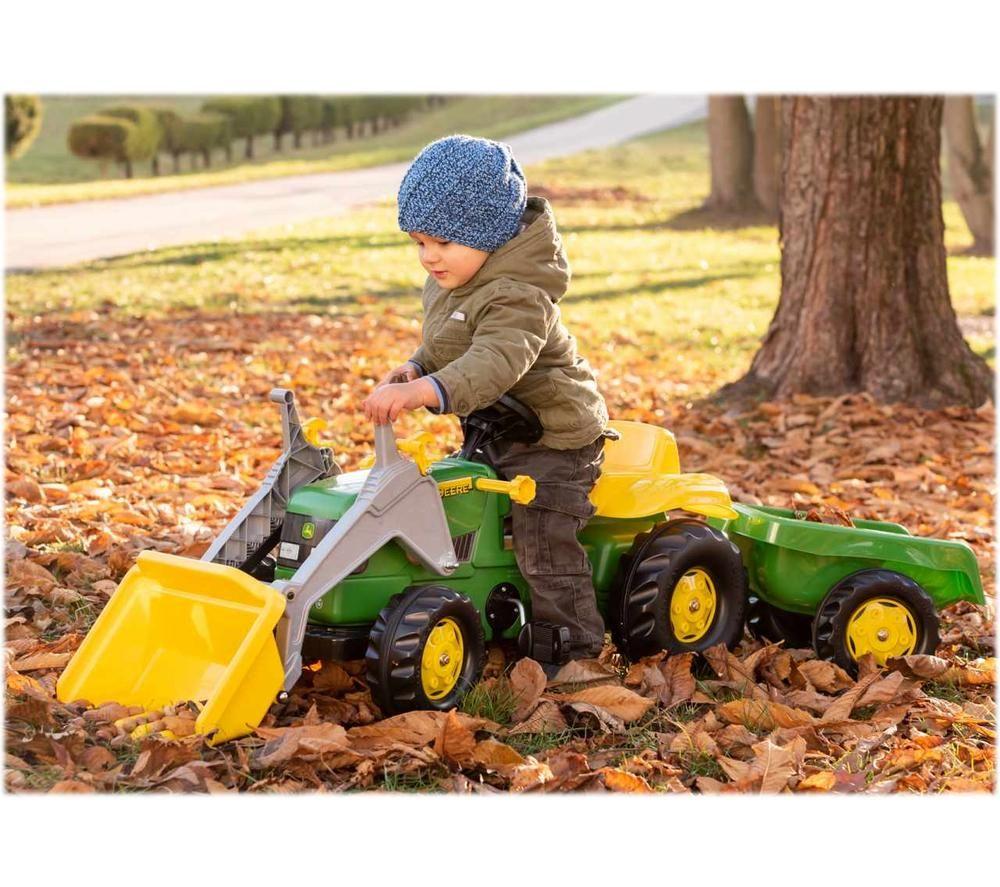 ROLLY TOYS rollyKid John Deere Loader & Trailer Kids' Ride-On Toy - Green, Black & Yellow image number 2 of 3