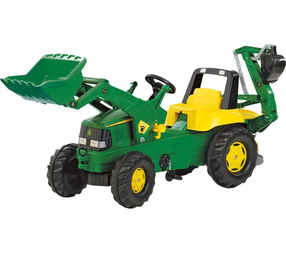 ROLLY TOYS rollyJunior John Deere Loader & Excavator Kids' Ride-On Toy - Green & Yellow, Yellow,Gree
