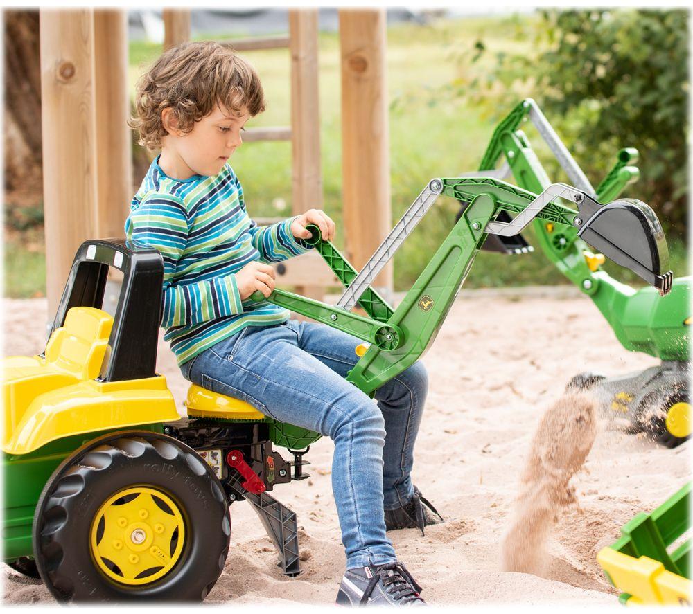 ROLLY TOYS rollyJunior John Deere Loader & Excavator Kids' Ride-On Toy - Green & Yellow image number 3 of 4