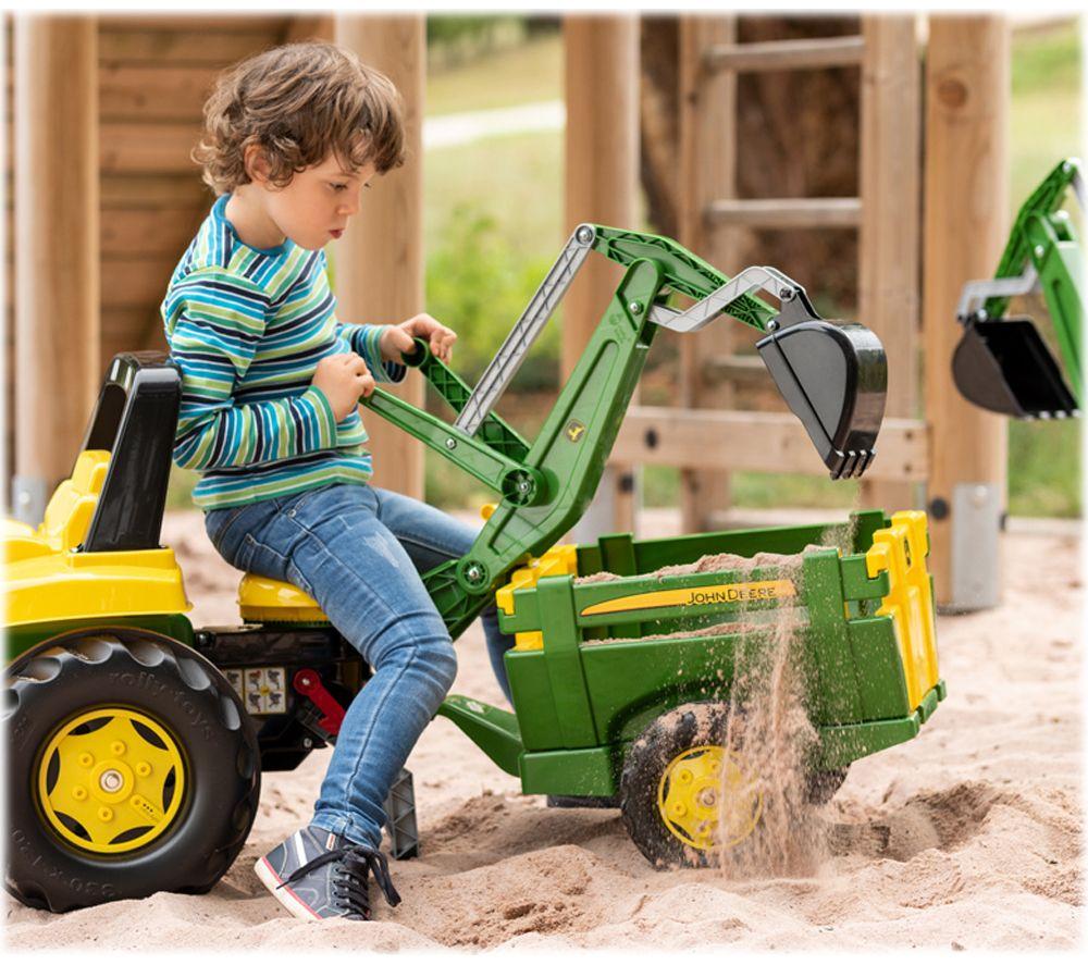ROLLY TOYS rollyJunior John Deere Loader & Excavator Kids' Ride-On Toy - Green & Yellow image number 4 of 4