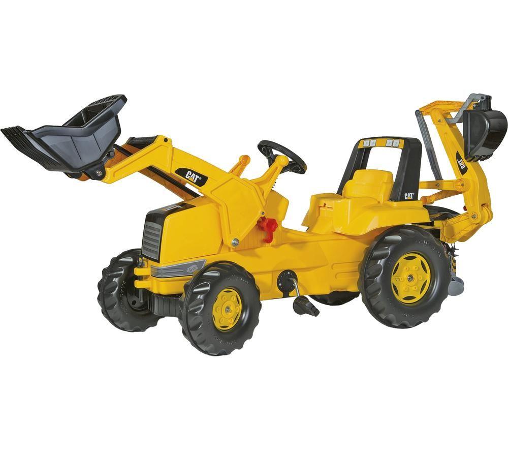 ROLLY TOYS rollyJunior CAT Loader & Excavator Kids Ride-On Toy - Yellow, Yellow