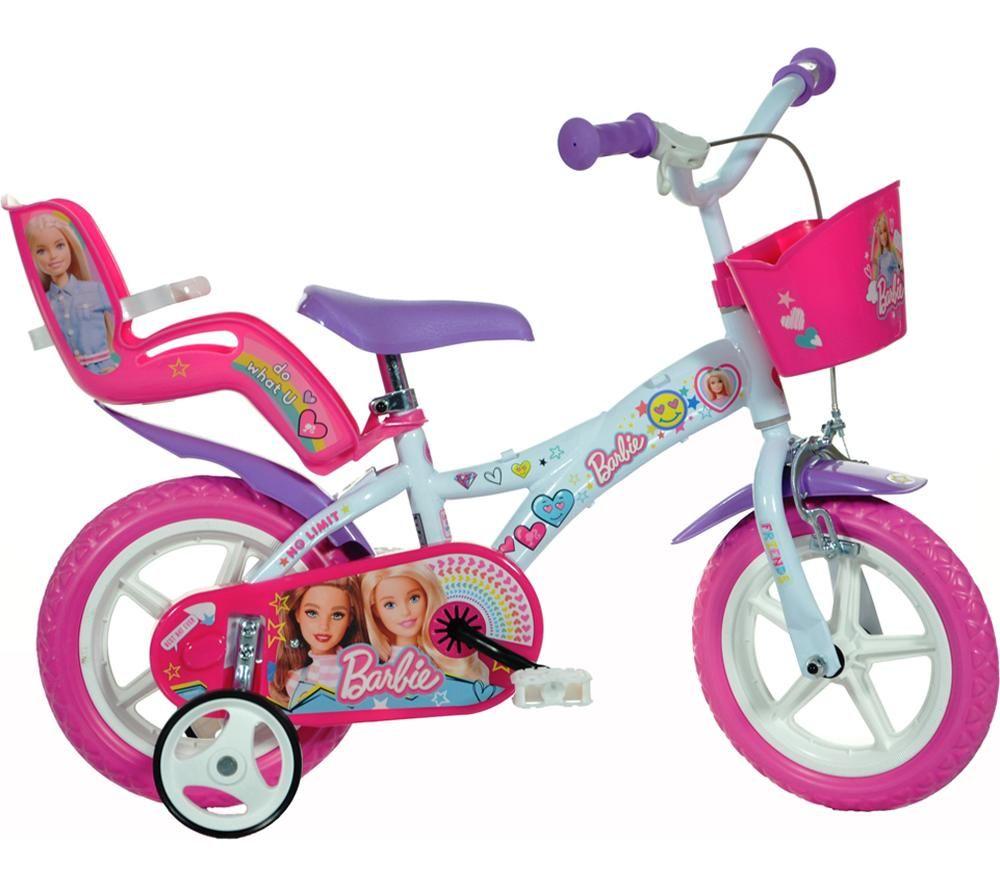 Dino Bikes Barbie Kids' 12" Bike, White,Patterned,Purple,Pink