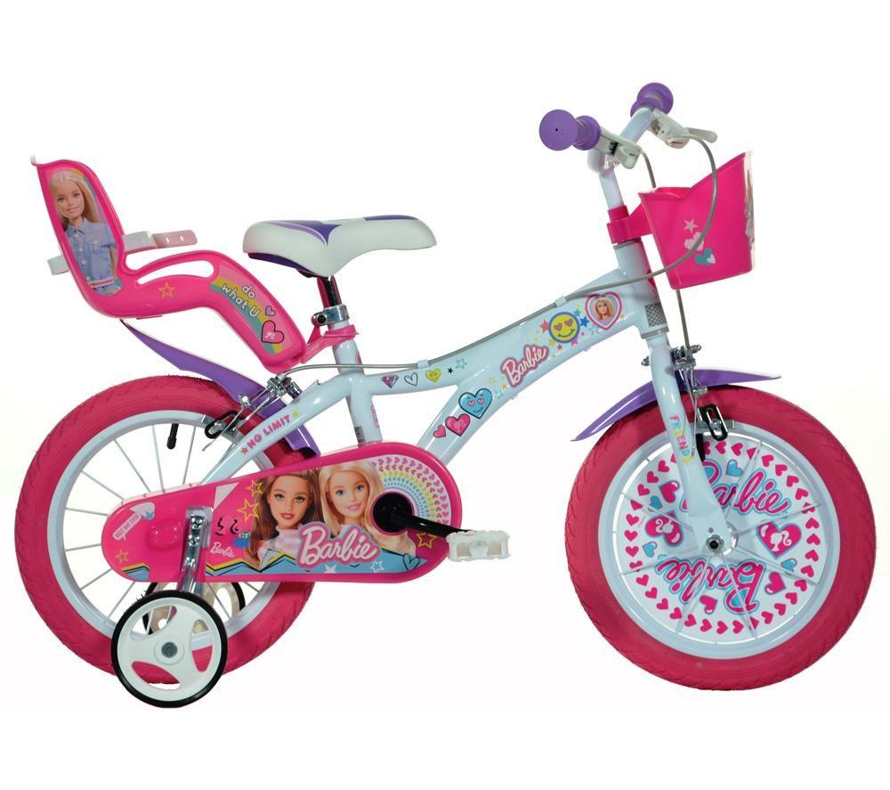 DINO BIKES Barbie Kids 14 Bike, Pink,White,Purple,Patterned