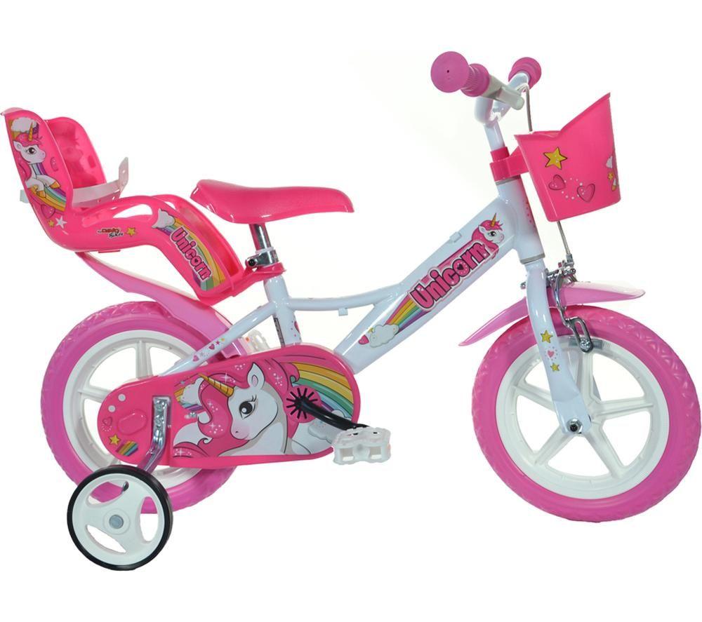 DINO BIKES Unicorn Kids 12 Bike, Pink,White,Patterned
