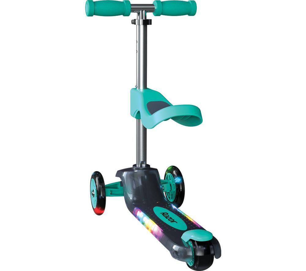 RAZOR Rollie DLX Kids' 2-in-1 Convertible Kick Scooter - Teal & Silver image number 2 of 9