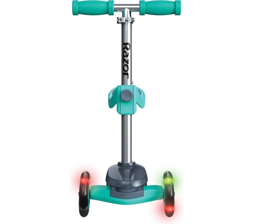 RAZOR Rollie DLX Kids' 2-in-1 Convertible Kick Scooter - Teal & Silver image number 3 of 9