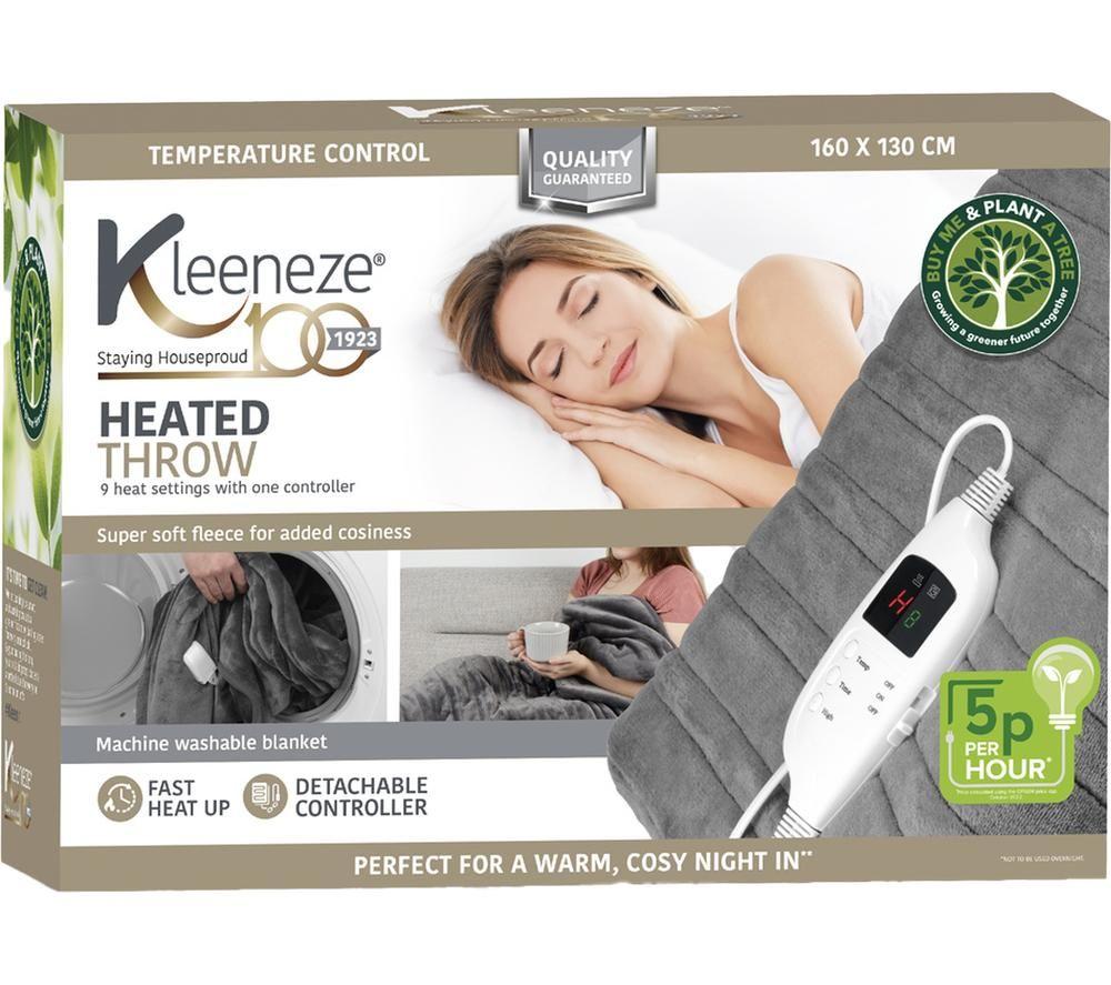 KLEENEZE KL3738 Heated Throw - Grey, 160 x 130 cm image number 8 of 8