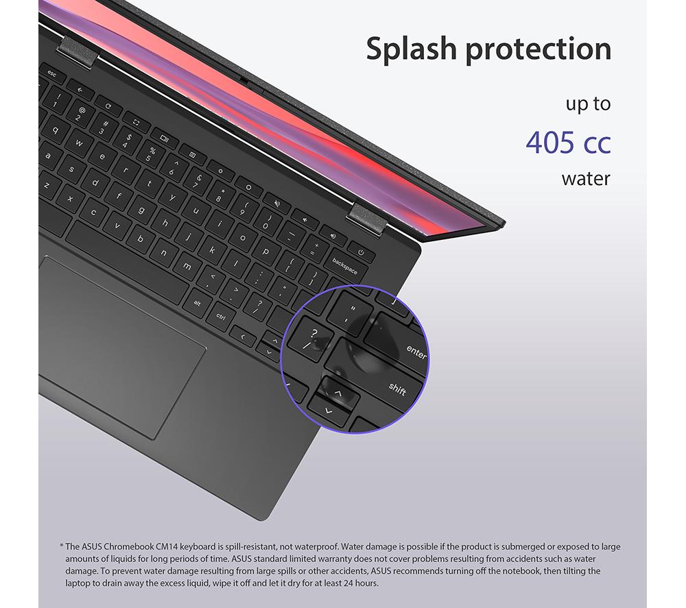 ASUS CM14 Flip 14" 2 in 1 Chromebook - MediaTek Kompanio 520, 128 GB eMMC, Grey image number 13 of 15