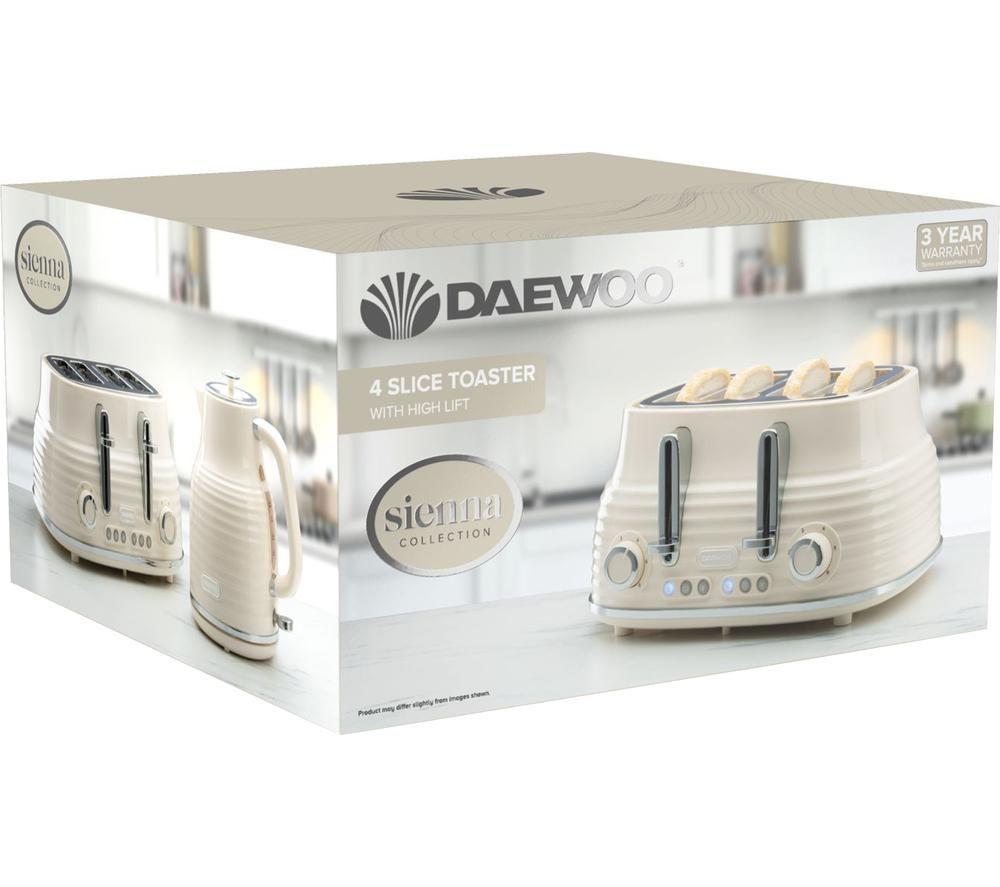 DAEWOO Sienna SDA2483GE 4-Slice Toaster - Cream image number 2 of 6