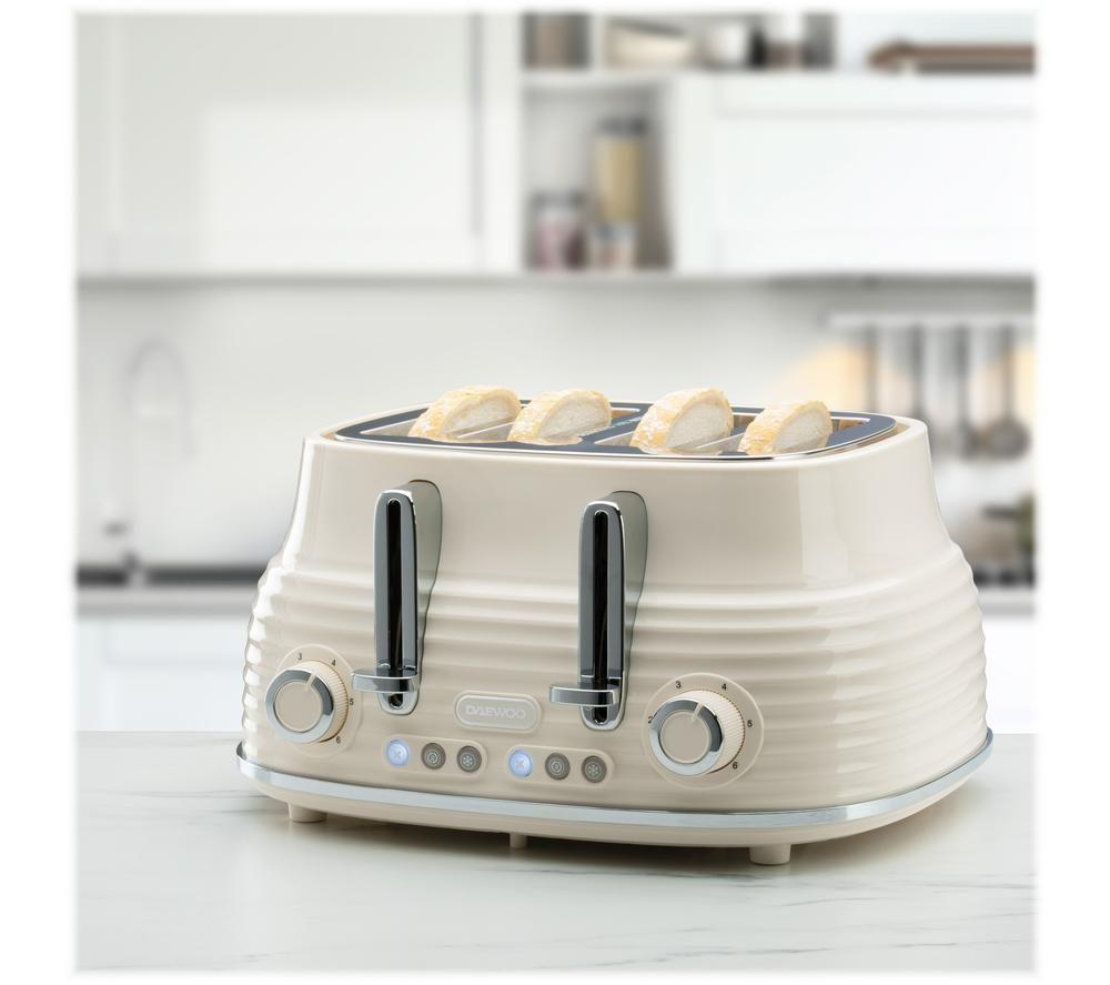 DAEWOO Sienna SDA2483GE 4-Slice Toaster - Cream image number 3 of 6