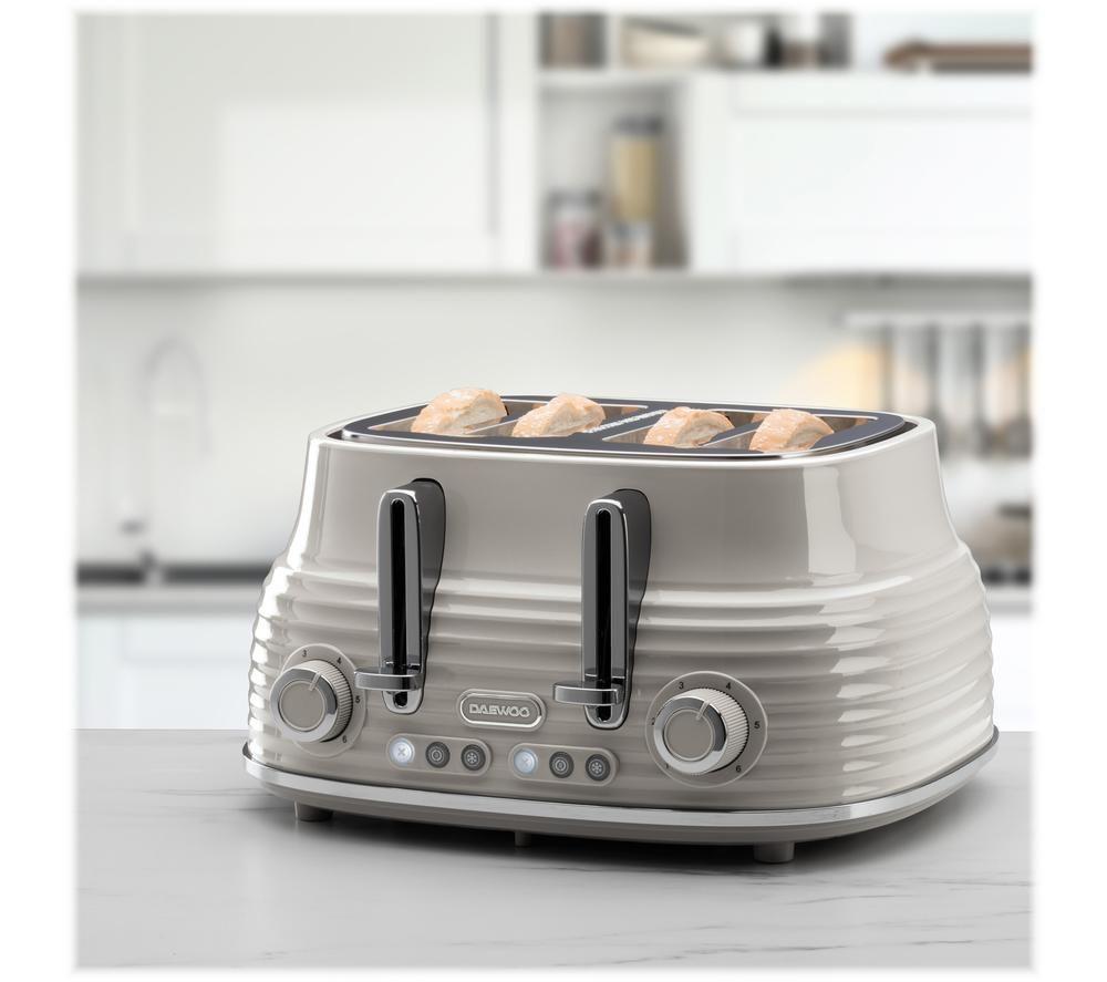 DAEWOO Sienna SDA2483GE 4-Slice Toaster - Taupe image number 3 of 6