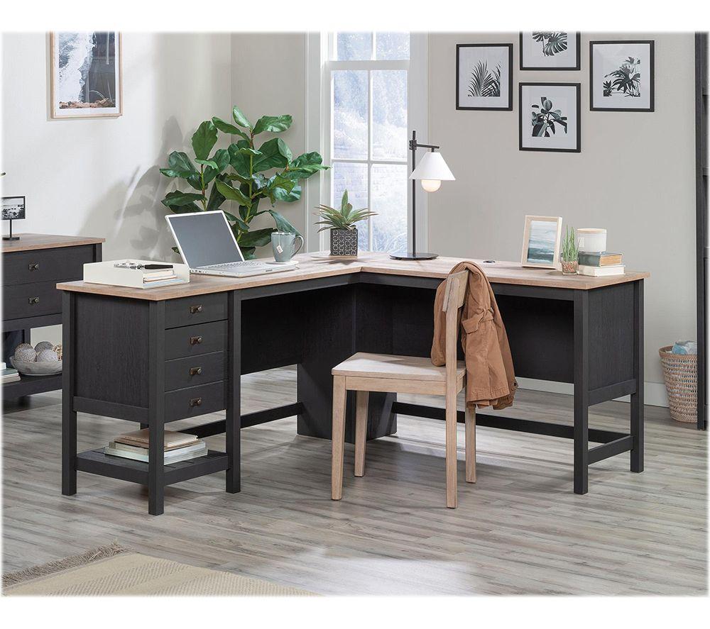 TEKNIK Shaker Style L-Shaped Desk - Raven Oak