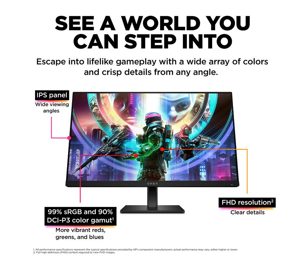 HP OMEN 24 Full HD 23.8" IPS LCD Gaming Monitor - Black image number 3 of 18