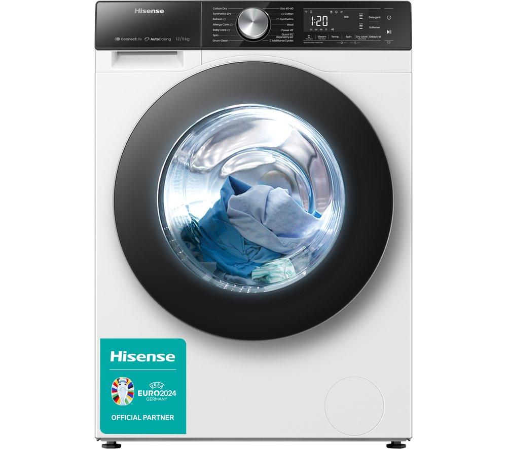 HISENSE 5S Series Auto Dosing WD5S1245BW WiFi-enabled 12 kg Washer Dryer - White, White