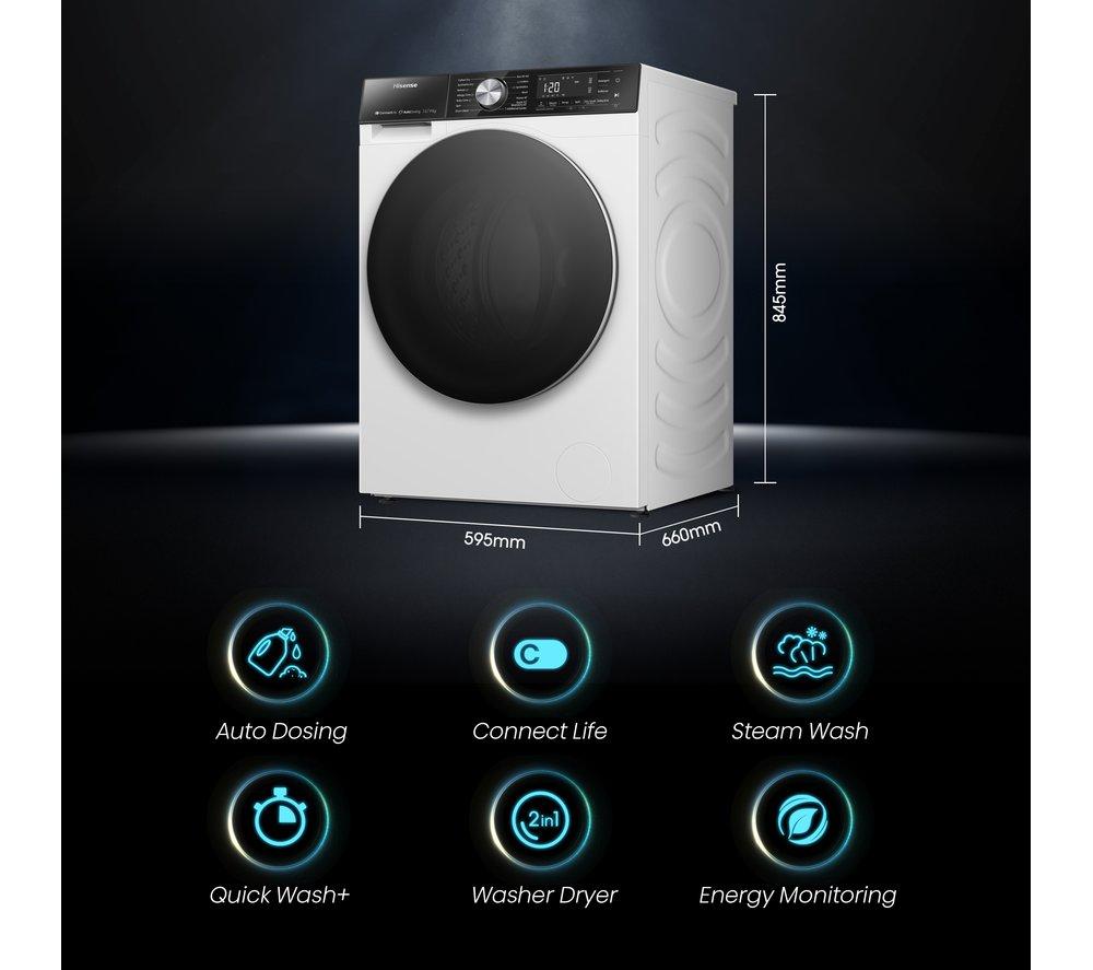 HISENSE 5S Series Auto Dosing WD5S1245BW WiFi-enabled 12 kg Washer Dryer - White image number 3 of 17