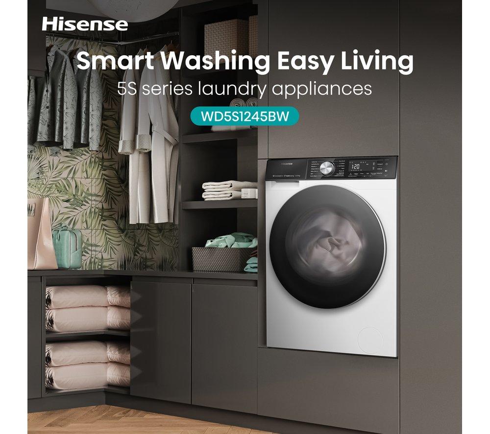 HISENSE 5S Series Auto Dosing WD5S1245BW WiFi-enabled 12 kg Washer Dryer - White image number 4 of 17