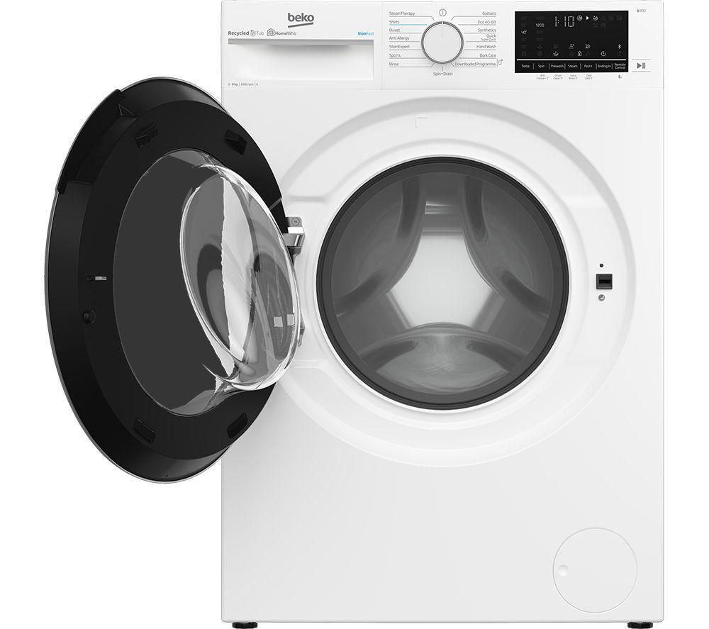 BEKO Pro IronFast RecycledTub B3W5941IW Bluetooth 9 kg 1400 Spin Washing Machine - White, White