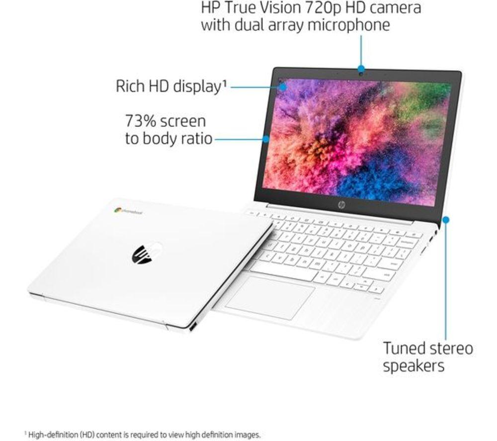 HP 11a-na0000sa 11.6" Refurbished Chromebook - MediaTek MT8183, 64 GB eMMC, White (Very Good Condition) image number 2 of 11