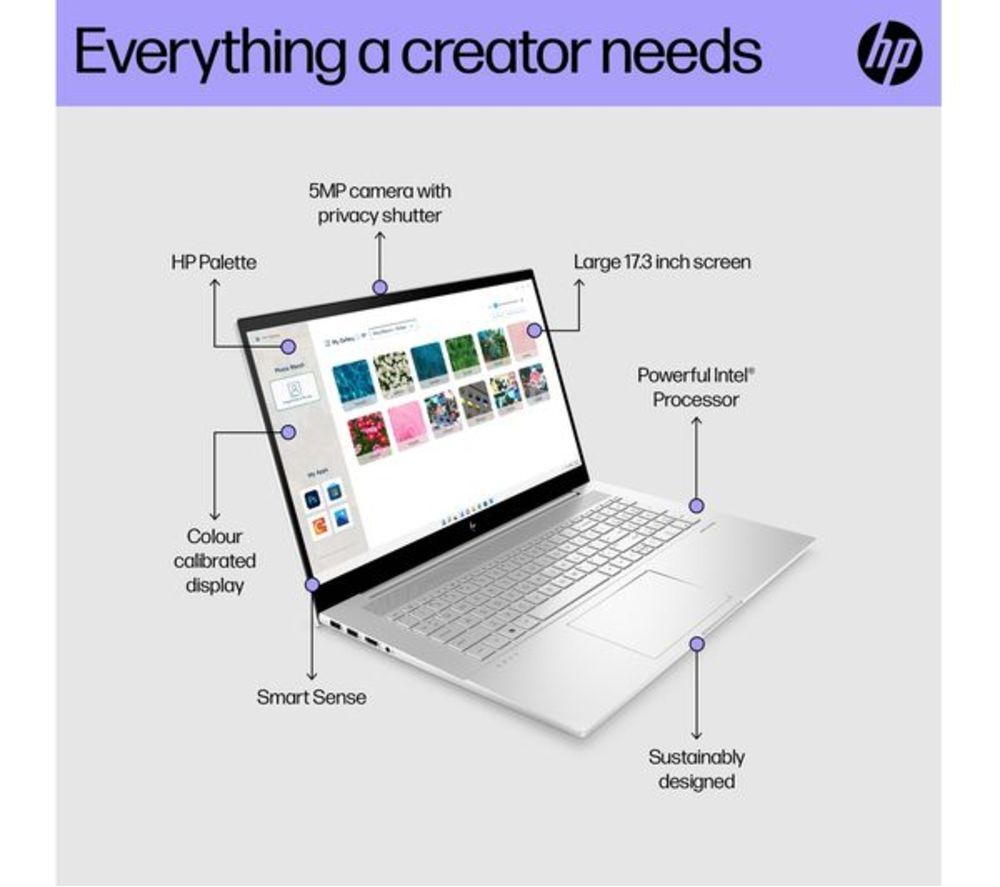 HP ENVY 17-cr0503na 17.3" Refurbished Laptop -  Intel&reg; Core&trade; i7, 512 GB SSD, Silver (Very Good Condition) image number 3 of 15