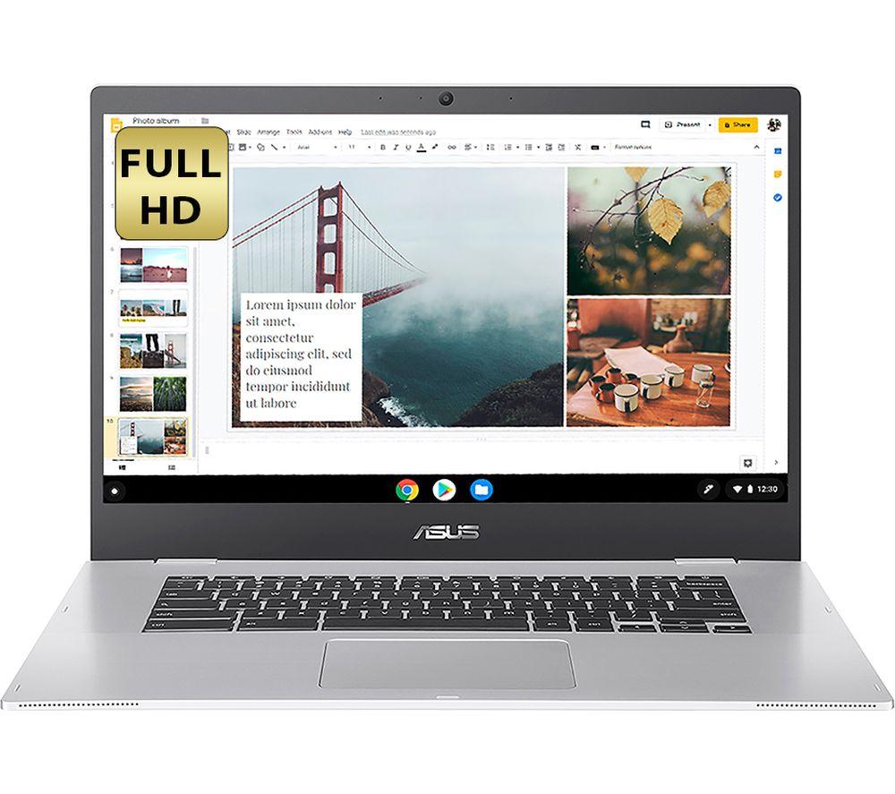 ASUS Flip CX1 15.6 Chromebook - IntelCeleron, 128 GB eMMC, Silver, Silver/Grey