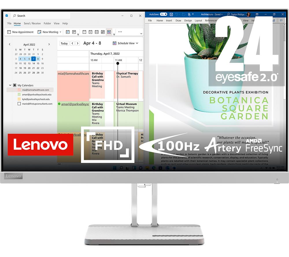 LENOVO L24e-40 Full HD 23.8 VA LCD Monitor - Grey, Silver/Grey