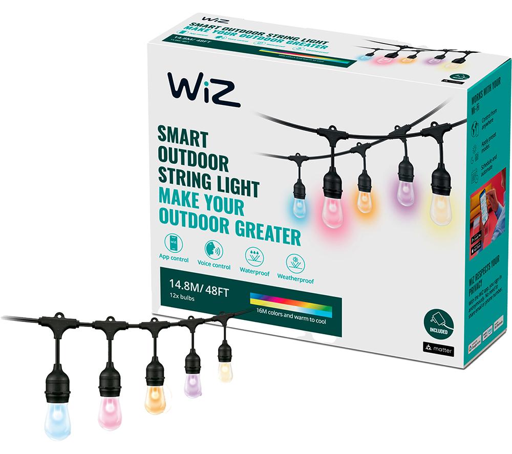 WIZARD Smart LED Outdoor String Lights with Alexa & Google Assistant - Black