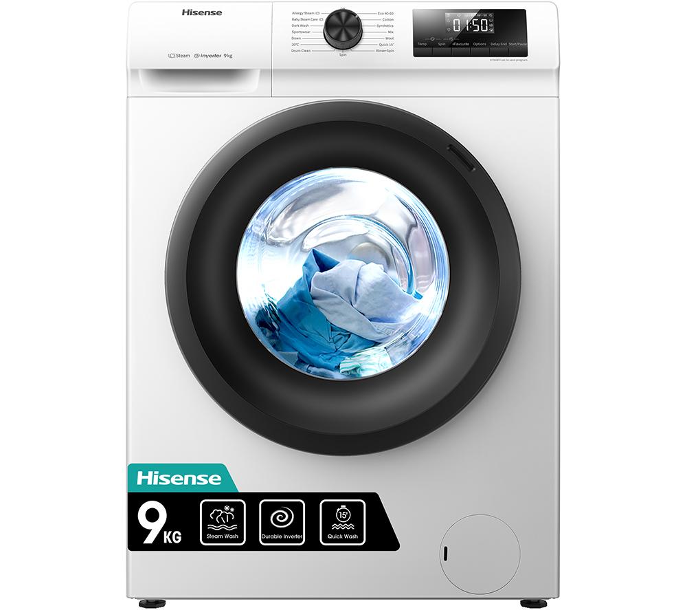 HISENSE 1 Series WFQP9014EVM 9 kg 1400 Spin Washing Machine - White, White