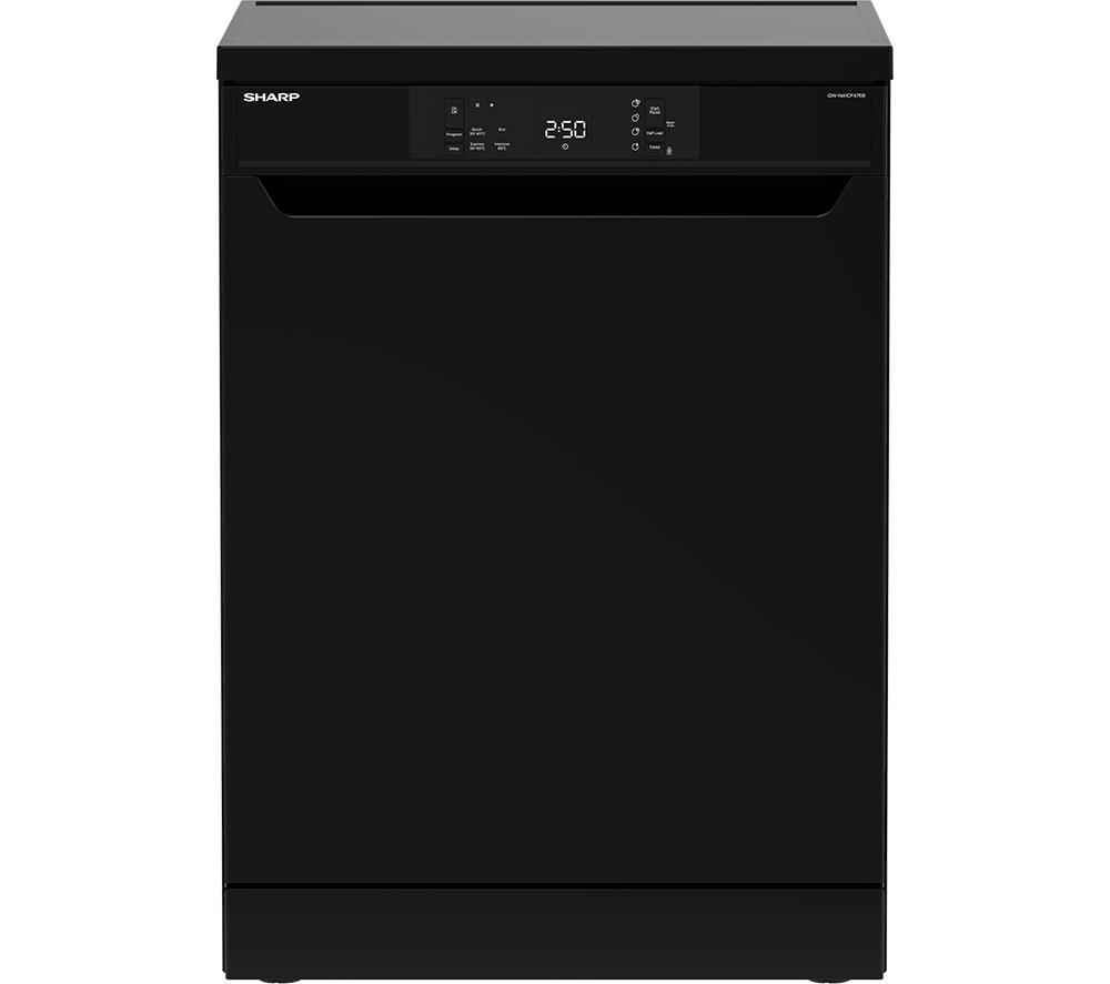 Image of SHARP QW-NA1CF47EB-EN Full-size Dishwasher - Black, Black