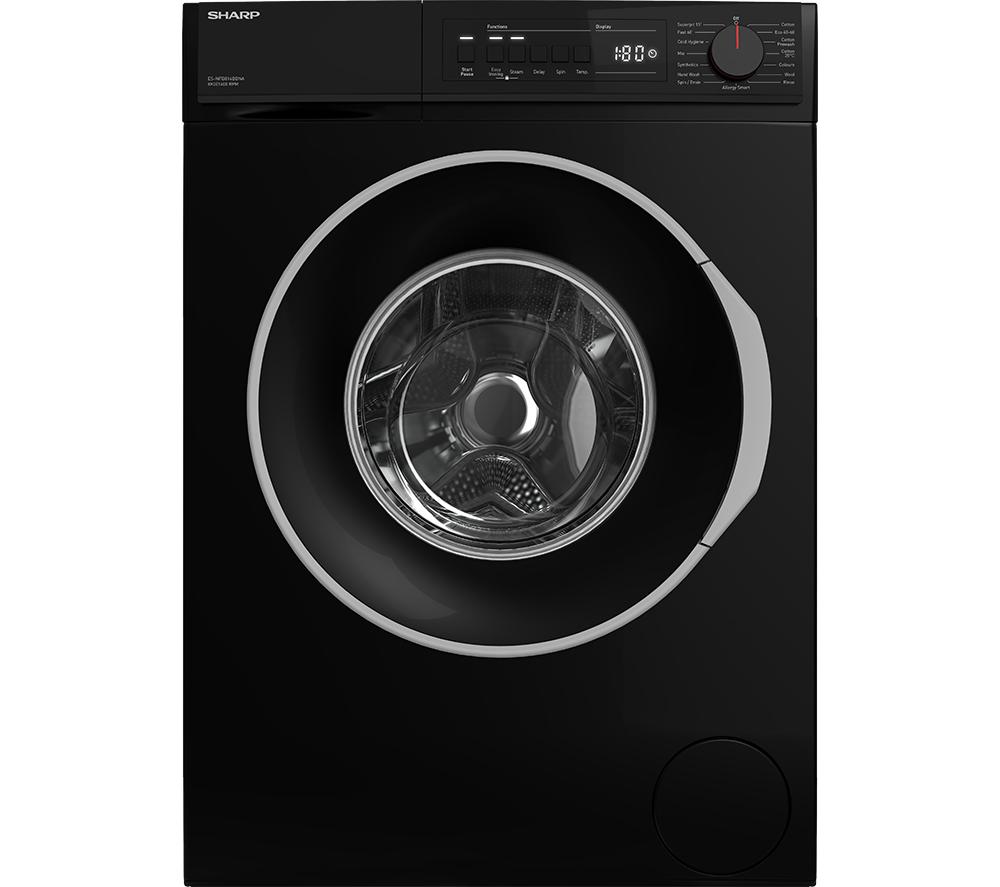 SHARP ES-NFB814BBNA-EN 8 kg 1400 Spin Washing Machine - Black, Black