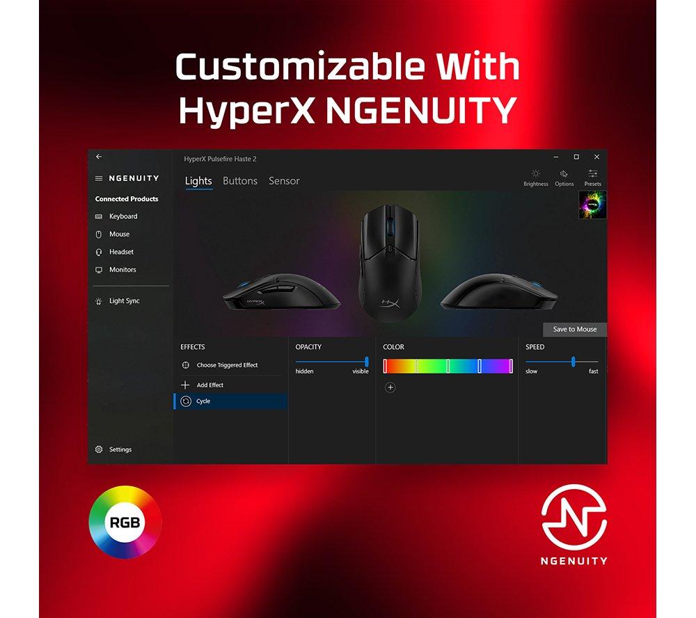 HYPERX Pulsefire Haste 2 RGB Optical Gaming Mouse image number 10 of 19