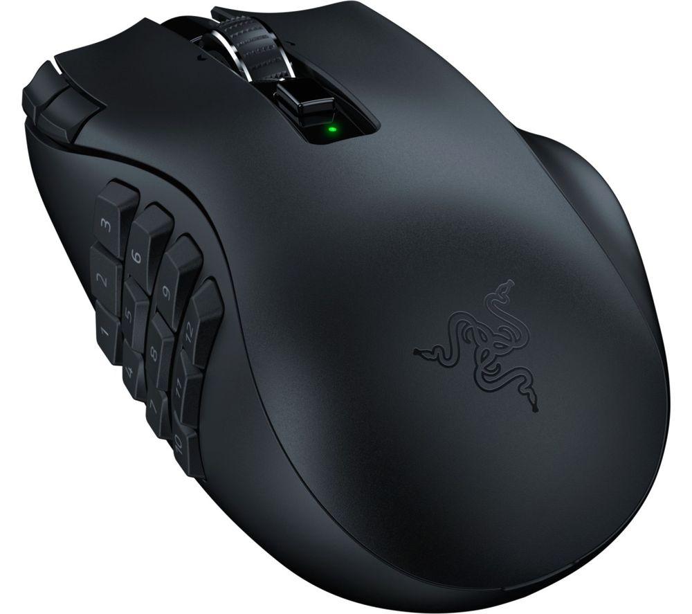 Razer Naga V2 HyperSpeed - Ergonomic Wireless MMO Gaming Mouse (with 19 Programmable Buttons, HyperSpeed Wireless (2.4 GHz), Up to 250 Hours of Battery Life, Focus Pro 30 K Optical Sensor) Black
