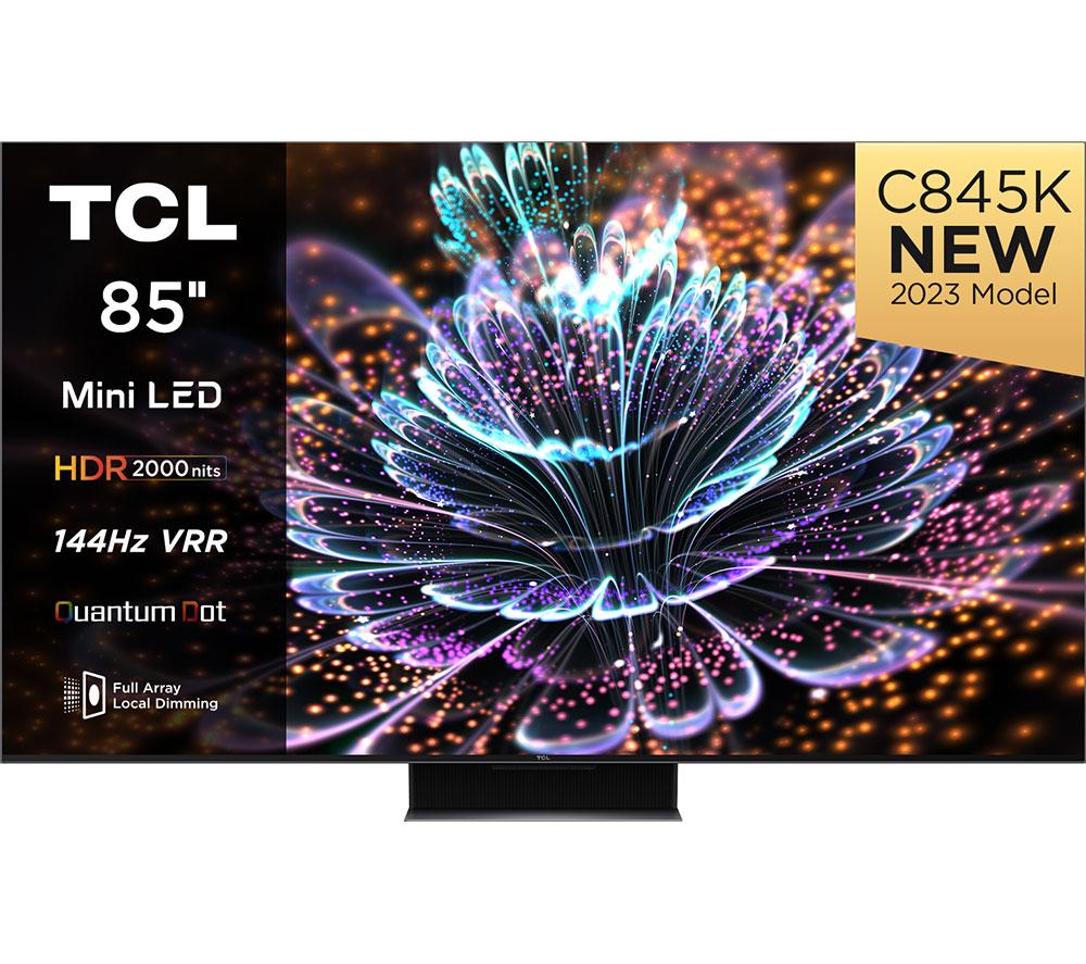 85 TCL 85C845K  Smart 4K Ultra HD HDR Mini LED QLED TV with Google Assistant & Alexa, Black