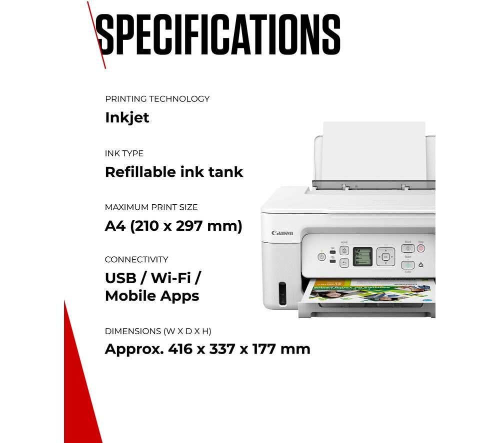 CANON PIXMA G3571 All-in-One Wireless Inkjet Printer - White image number 7 of 9