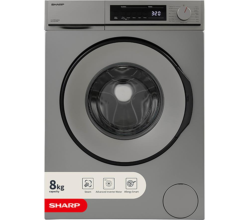 SHARP ES-NFB814BSNA-EN 8 kg 1330 rpm Washing Machine - Dark Silver, Silver/Grey