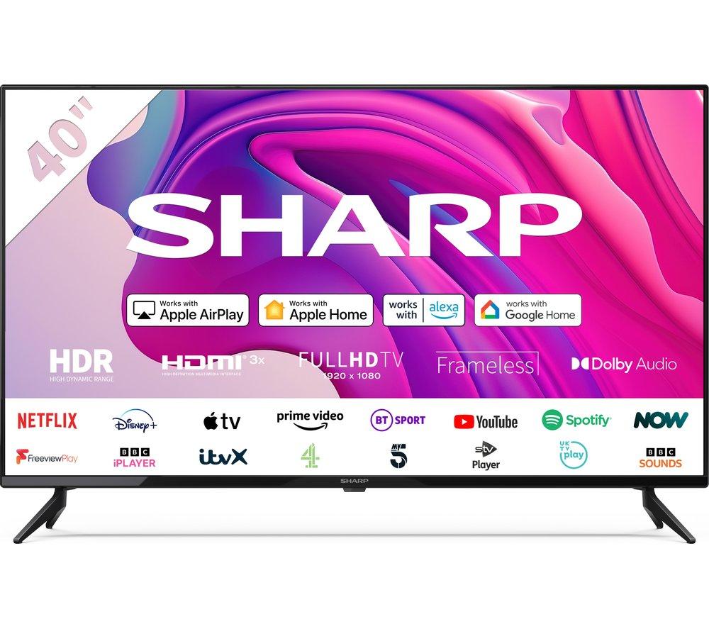 40" SHARP 2T-C40FD7KF1FB  Smart Full HD HDR LED TV, Black