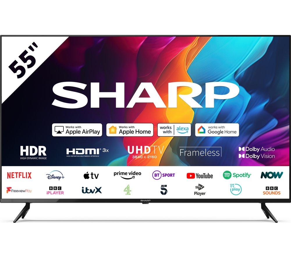 55 SHARP 4T-C55FJ7KL1FB  Smart 4K Ultra HD HDR LED TV, Black