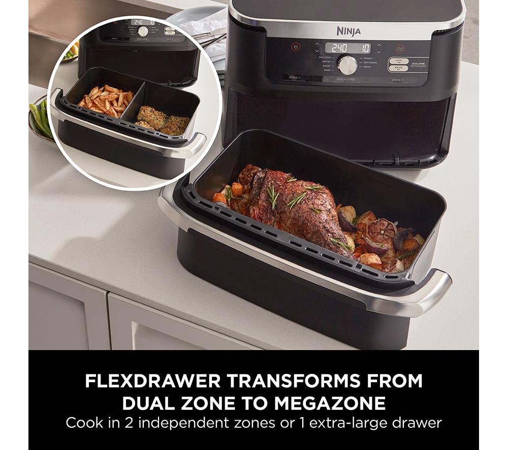 Ninja Foodi FlexDrawer Dual Zone Hot Air Fryer MegaZone 10.4L 7-in-1 Dual  Zone with Little or No Oil Non Stick Dishwasher Safe Parts AF500EU :  : Home & Kitchen