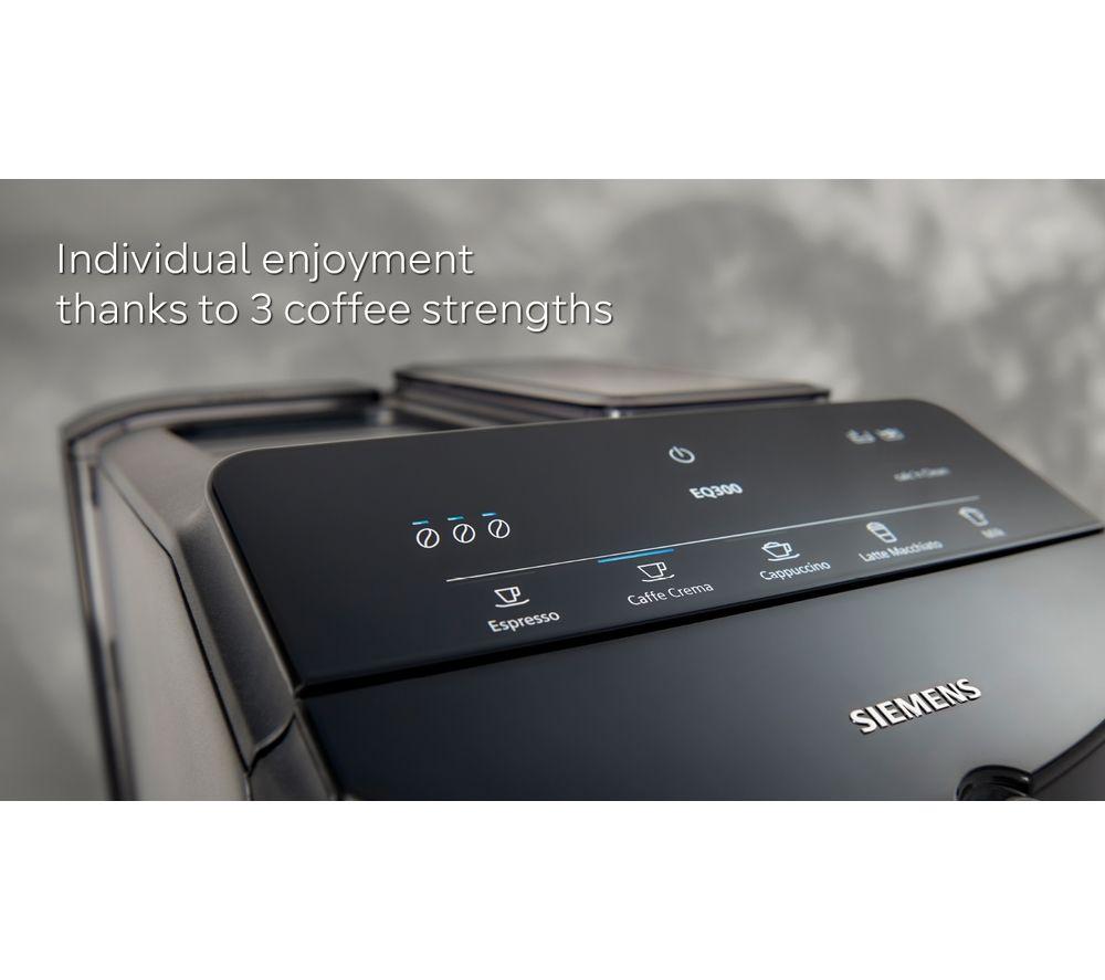 SIEMENS TF301G19 EQ300 Bean to Cup Fully Automatic Freestanding Coffee Machine - Piano Black image number 9 of 13