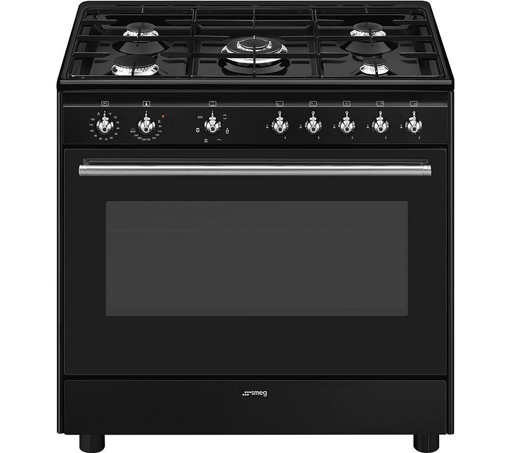 SMEG Concert CX91GMBL 90 cm Dual Fuel Range Cooker – Black, Silver/Grey