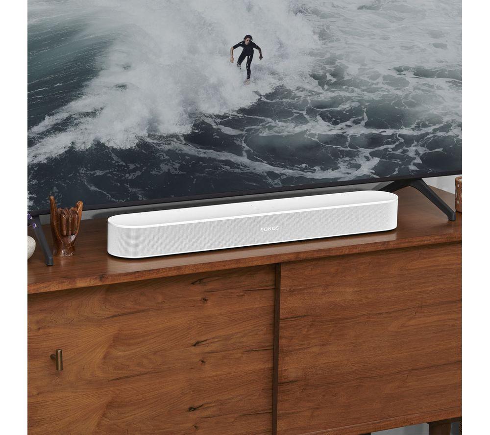 SONOS Beam (Gen 2) Compact Sound Bar & SUB Mini Wireless Subwoofer Bundle - White image number 4 of 11