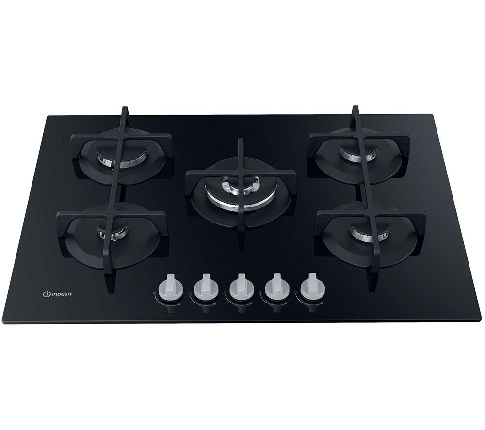 INDESIT ING 72T/BK 73 cm Gas Hob - Black, Black