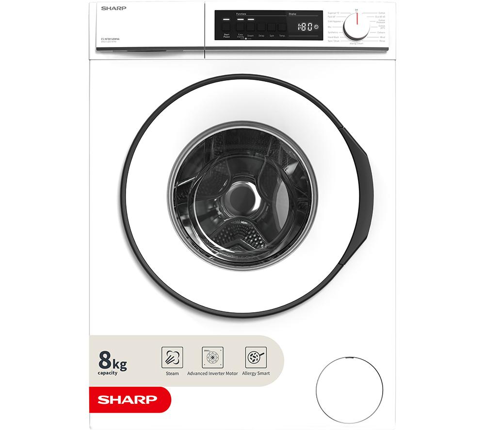 SHARP ES-NFB814BWNA-EN 8kg 1330 rpm Washing Machine - White, White