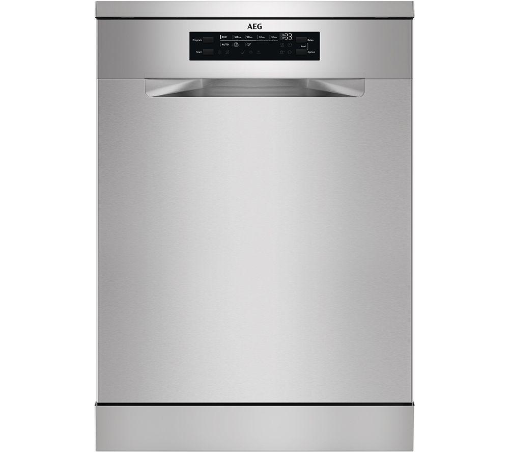 AEG SatelliteClean FFB53937ZM Full-size Dishwasher – Silver, Silver/Grey