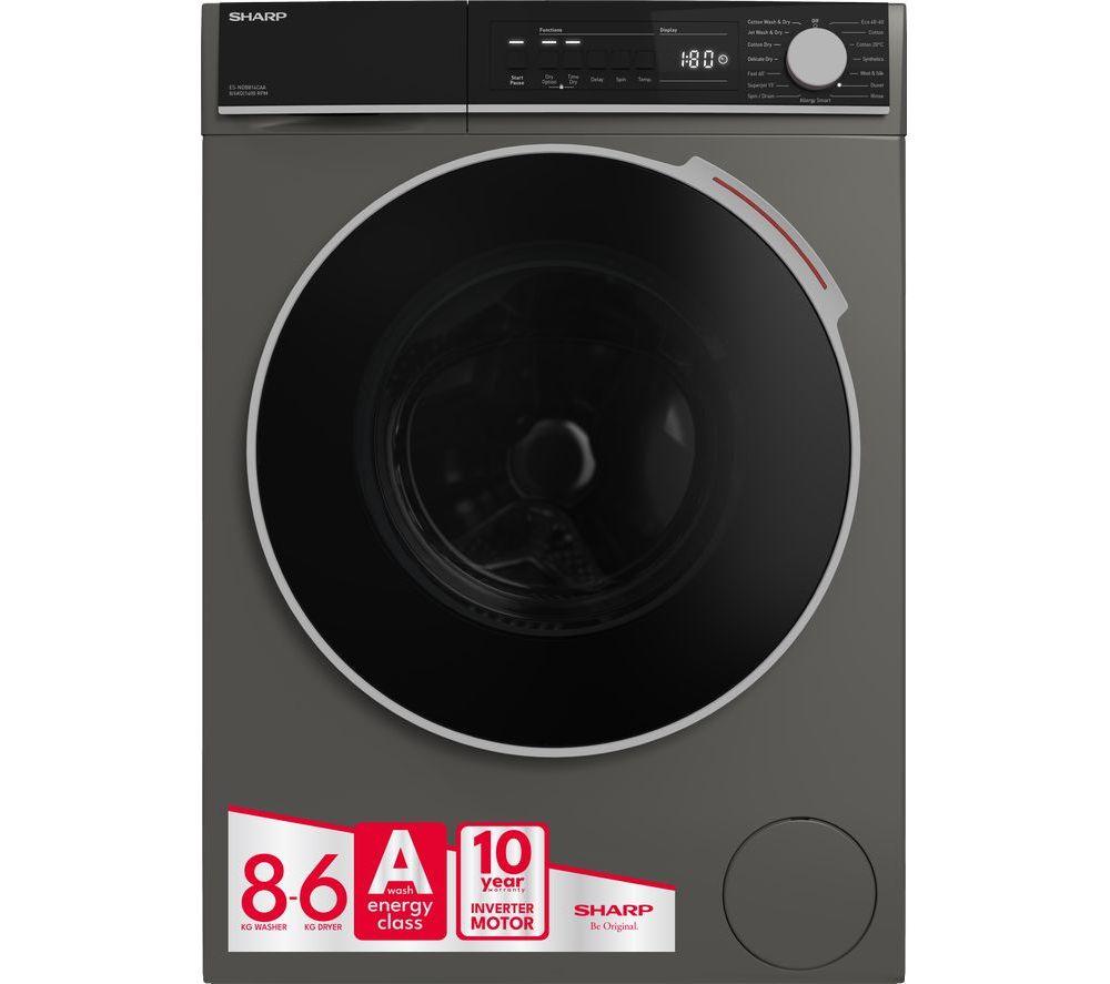 SHARP ES-NDB814CAA-EN 8 kg Washer Dryer - Dark Inox, Silver/Grey